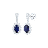 1/2CTW-DIA NK 6X4 MM SAPP-OVAL NAT GEM DANGLING EARRING